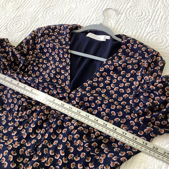 ASTR the label Navy & Rust Bitsy Print Floral Midi Dress Button Front Women's XL - Picture 7 of 16